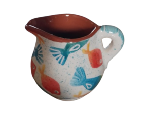 Leiteira em cerâmica pintada à mão decoração peixinhos (52)