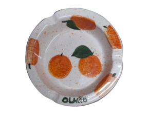 Cinzeiro nº1 com aba em cerâmica pintado à mão decoração Laranjinha