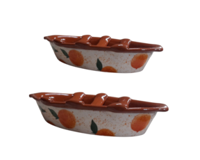 Assa chouriço canoa em cerâmica pintado à mão decoração Laranjinha