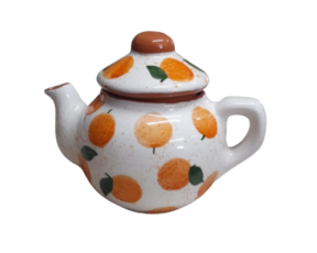 Bule de chá em cerâmica pintado à mão decoração Laranjinha