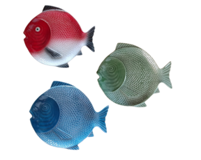 Travessa peixe redonda em faiança pintada à mão