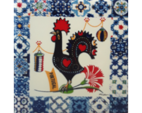 Magnético com azulejo decorado Multi Padrão Galo de Barcelos 5X5cm