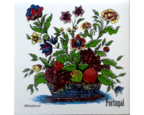 Magnético com azulejo decorado Vaso Flores 5X5cm