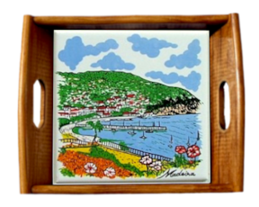 Tabuleiro asa lisa envernizado Paisagem 15x15 cm
