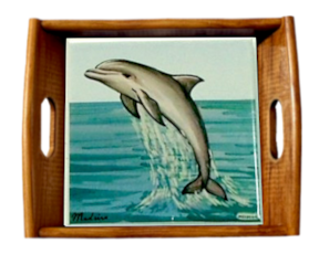 Tabuleiro asa lisa envernizado Golfinho 15x15 cm