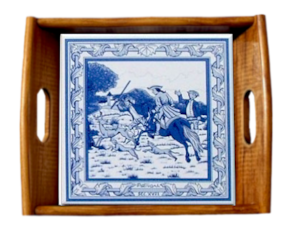 Tabuleiro asa lisa envernizado Caçadas 15x15 cm