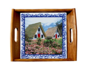 Tabuleiro asa lisa envernizado Casa Santana 15x15 cm