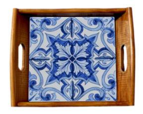 Tabuleiro asa lisa envernizado Padrão 79  15x15 cm