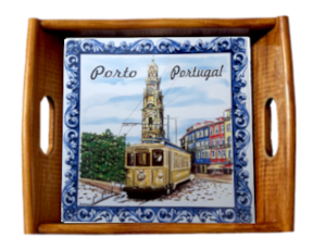 Tabuleiro asa lisa envernizado Porto 15x15 cm