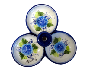 Taça para aperitivos em faiança pintada à mão 3 taças motivo hortênsia